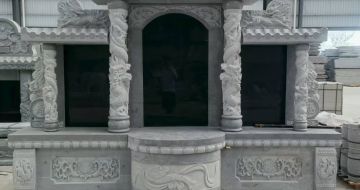 忻州 芝麻灰高档墓碑，土墓，可定制